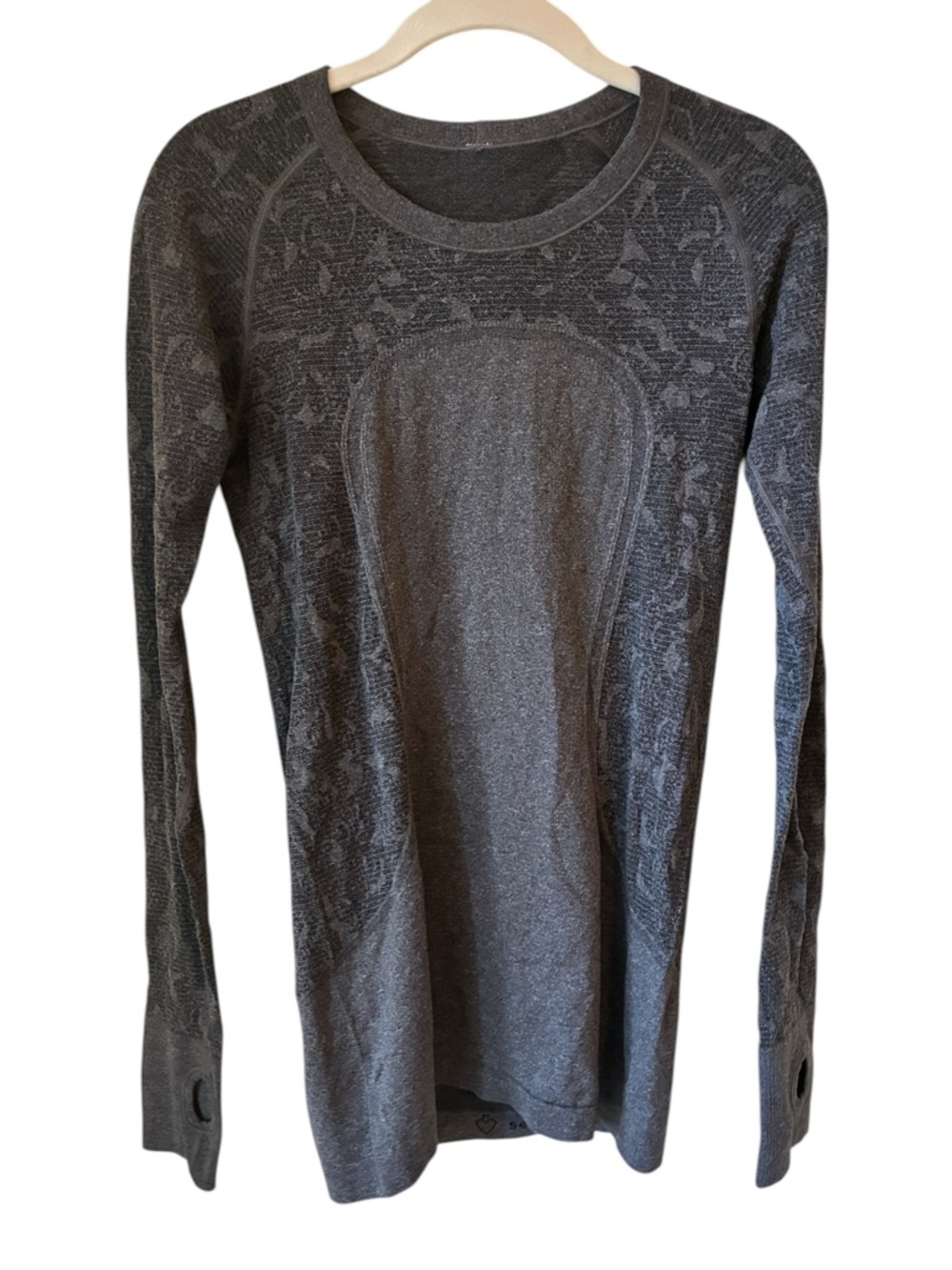 Lululemon Swiftly Tech Long Sleeve Crew Gray Floral Pattern Size 6 EUC